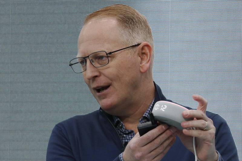 FILE - Dave Limp, senior vice president for Amazon devices & services, holds an
Echo Dot with Clock device as he speaks Sept. 25, 2019, in Seattle. Amazon and
telemedicine provider Teladoc Health are starting a voice-activated virtual care
program that lets customers get medical help without picking up their phones.
The service, for health issues that aren’t emergencies, will be available on
Amazon’s Echo devices. Customers can tell the voice assistant Alexa that they
want to talk to a doctor, and that will prompt a call back on the device from a
Teladoc physician. The program, announced Monday, Feb. 28, 2022 marks Amazon’s
latest health care expansion and another push into telemedicine. (AP Photo/Ted... FILE - Dave Limp, senior vice president for Amazon devices & services, holds an
Echo Dot with Clock device as he speaks Sept. 25, 2019, in Seattle. Amazon and
telemedicine provider Teladoc Health are starting a voice-activated virtual care
program that lets customers get medical help without picking up their phones.
The service, for health issues that aren’t emergencies, will be available on
Amazon’s Echo devices. Customers can tell the voice assistant Alexa that they
want to talk to a doctor, and that will prompt a call back on the device from a
Teladoc physician. The program, announced Monday, Feb. 28, 2022 marks Amazon’s
latest health care expansion and another push into telemedicine. (AP Photo/Ted...